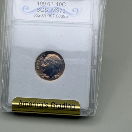 1997-P Roosevelt Dime SGS MS70 Genventro