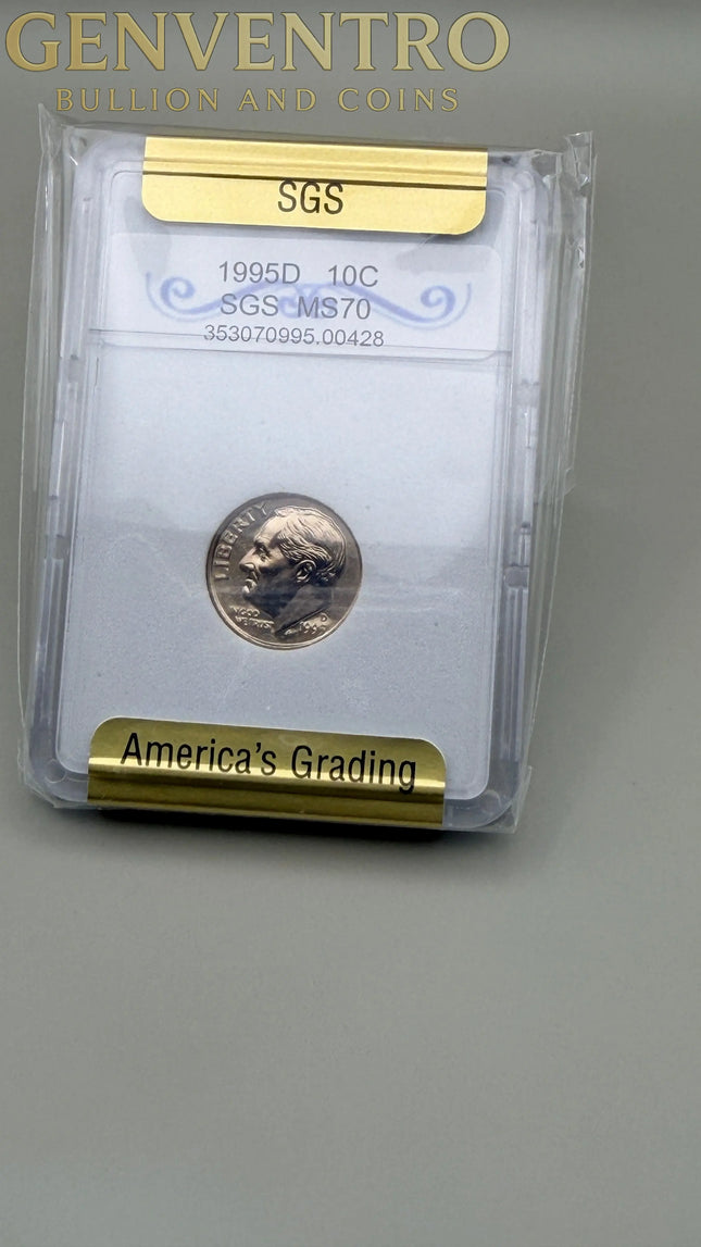 1995-D Roosevelt Dime SGS MS70 Genventro