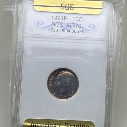 1994-P Roosevelt Dime SGS MS70 Genventro