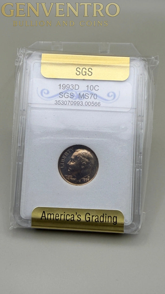 1993-P Roosevelt Proof Dime SGS MS70 Genventro