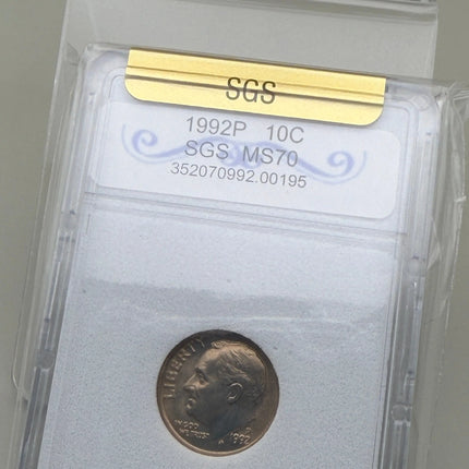 1992-P Roosevelt Dime SGS MS70 Genventro