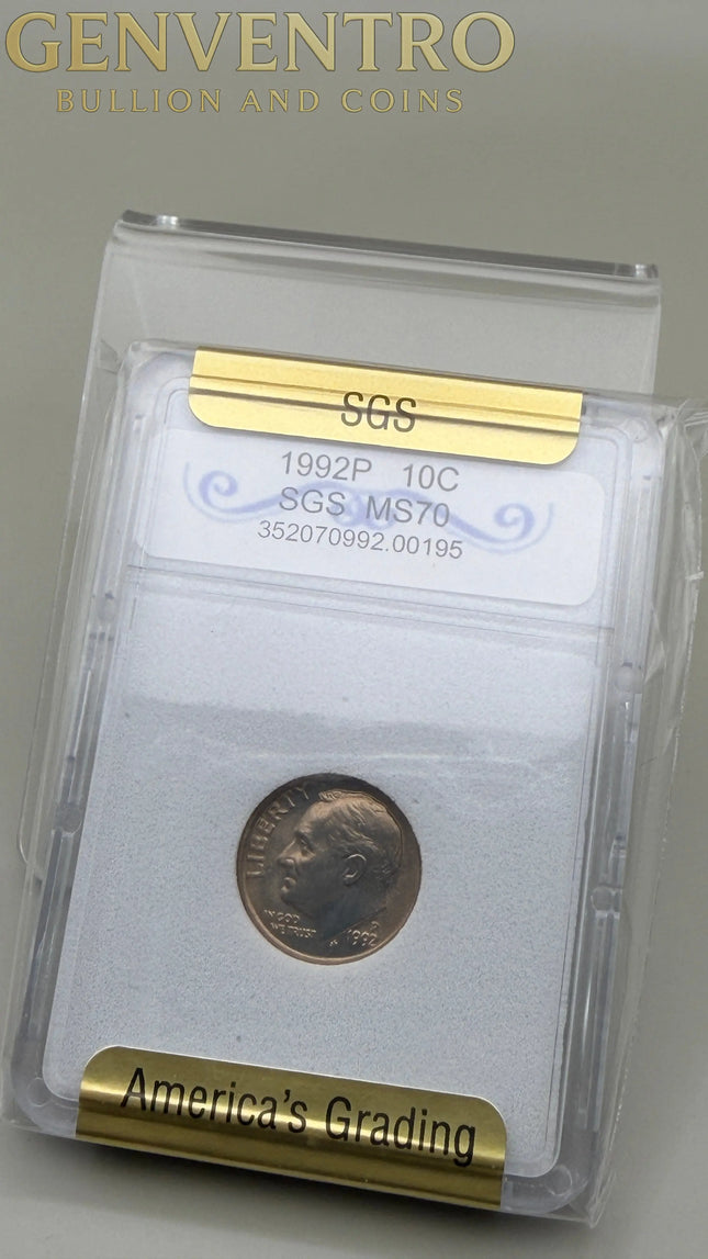 1992-P Roosevelt Dime SGS MS70 Genventro