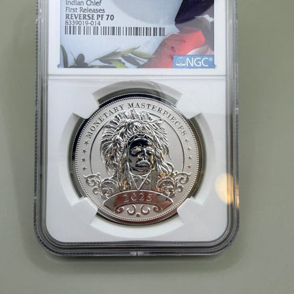 2025 Silver Niue $5 Indian Chief First Releases REV PF70 Monetary Masterpieces Genventro