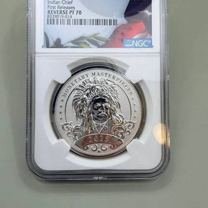 2025 Silver Niue $5 Indian Chief First Releases REV PF70 Monetary Masterpieces Genventro