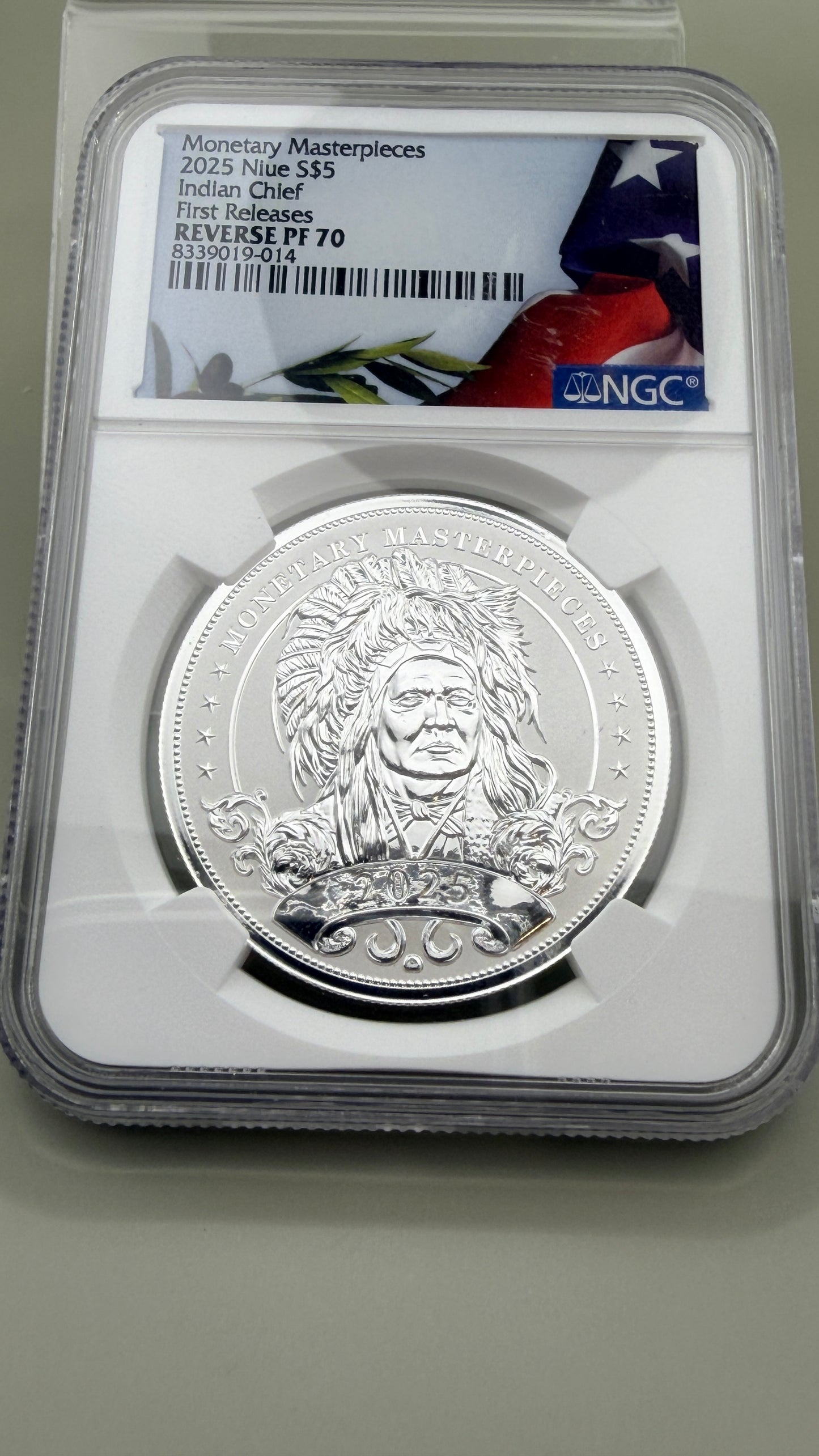 2025 Silver Niue $5 Indian Chief First Releases REV PF70 Monetary Masterpieces