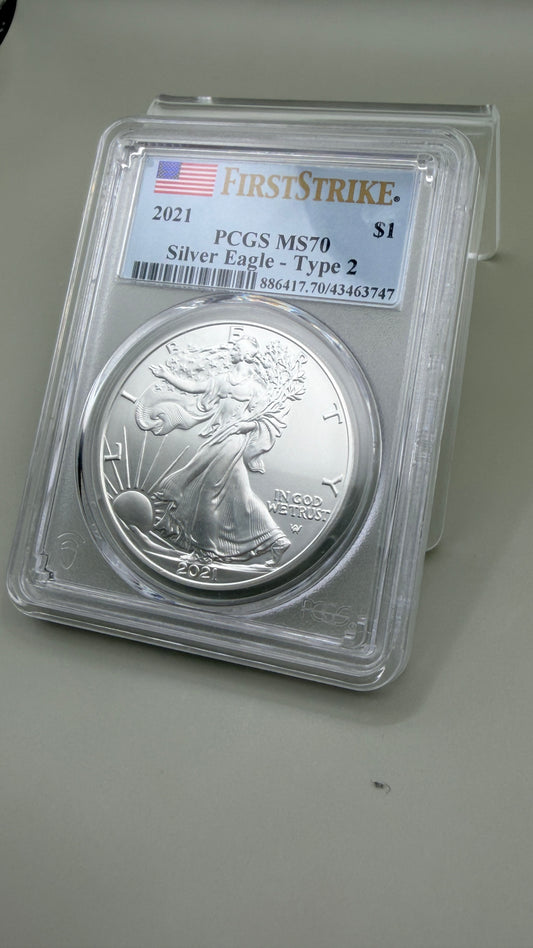2021 American Silver Eagle Type 2 MS70 PCGS