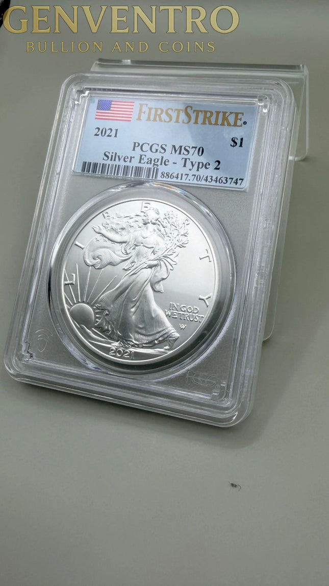 2021 American Silver Eagle Type 2 MS70 PCGS Genventro