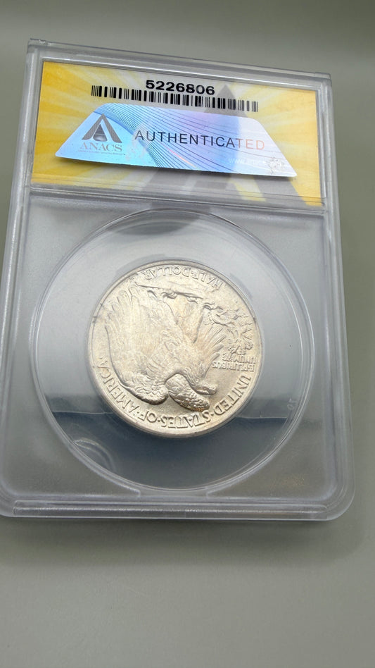 1944 Silver Walking Liberty Half Dollar AU58 ANACS