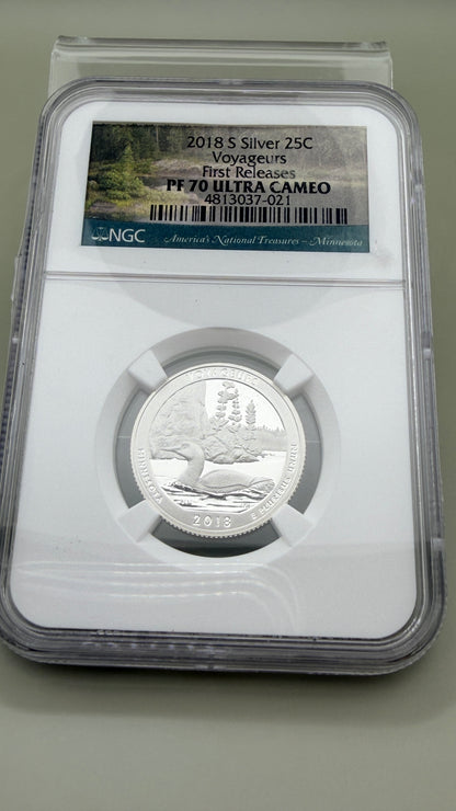 2018 S Silver Voyageurs First Release MS70 Ultra Cameo NGC