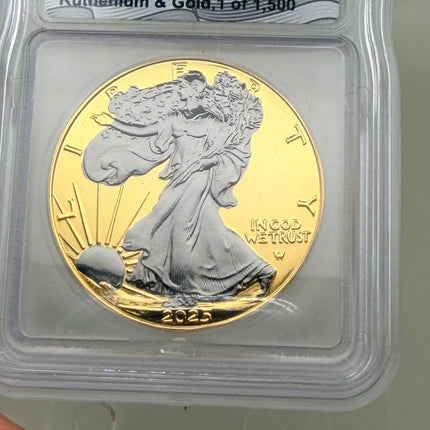 2025-W ICG Brilliant Unc Silver Eagle Ruthenium & Gold 1 of 1,500 Genventro