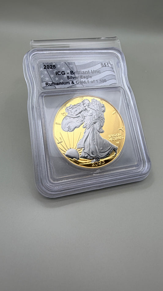 2025-W ICG Brilliant Unc Silver Eagle Ruthenium & Gold 1 of 1,500