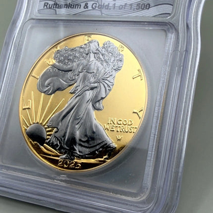 2025-W ICG Brilliant Unc Silver Eagle Ruthenium & Gold 1 of 1,500 Genventro