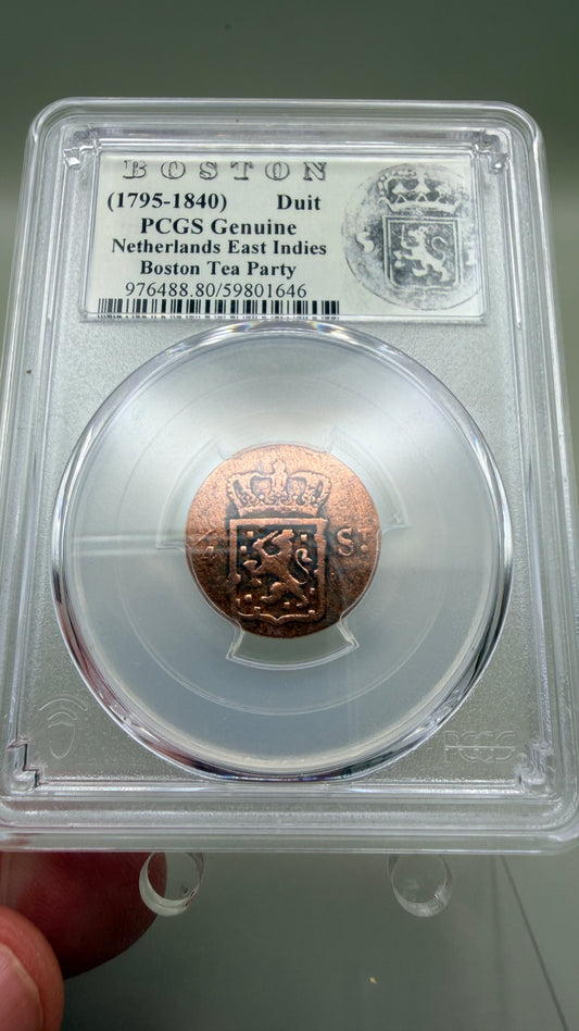 Genuine Boston Tea Party 1795-1840 Duit Netherlands East Indies Coin PCGS