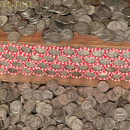VINTAGE RED & WHITE BANK ROLL WITH A SILVER DIME Wholesale Wheat Cents