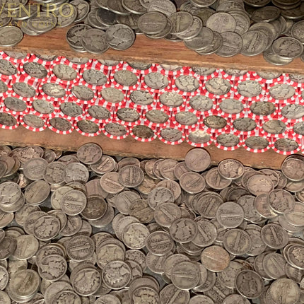 VINTAGE RED & WHITE BANK ROLL WITH A SILVER DIME Wholesale Wheat Cents