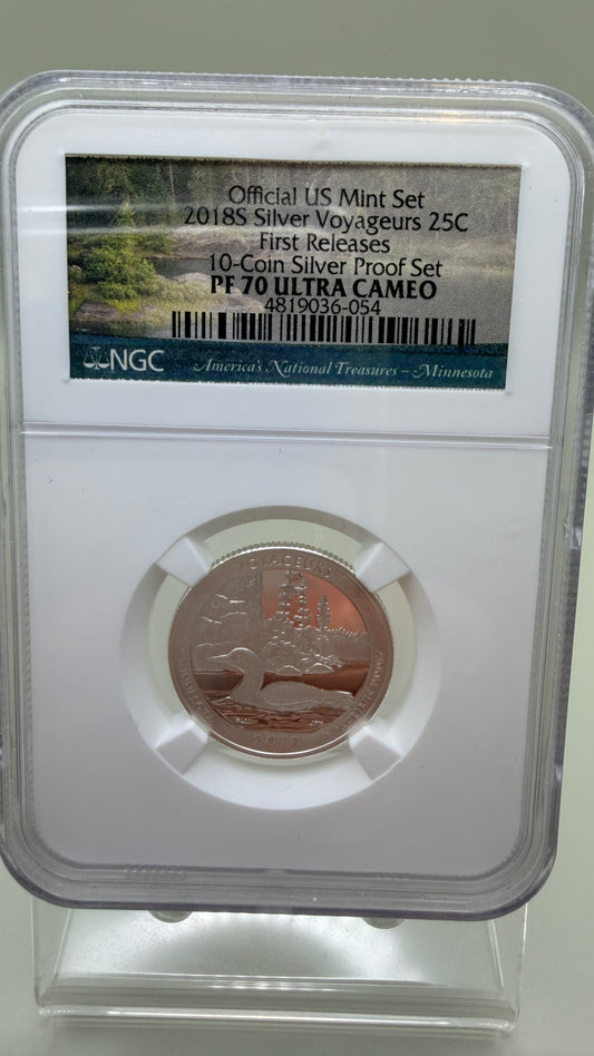 2018-S REVERSE PROOF SILVER VOYAGEURS NGC PF70 First Release Ultra Cameo