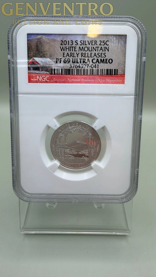 2013-S Silver White Mountain Early Release Quarter - NGC PF69 Ultra Cameo Genventro