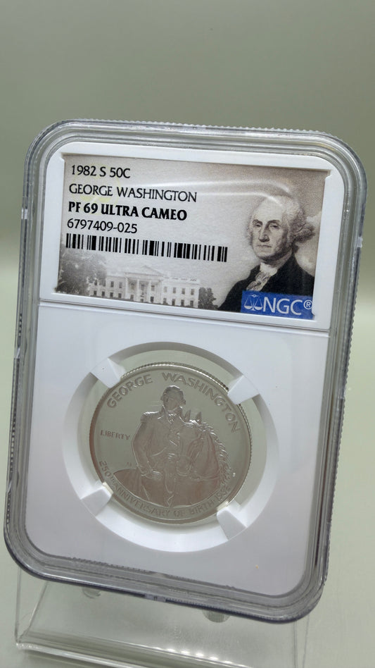 1982-S Silver George Washington Half Dollar NGC MS69 Ultra Cameo