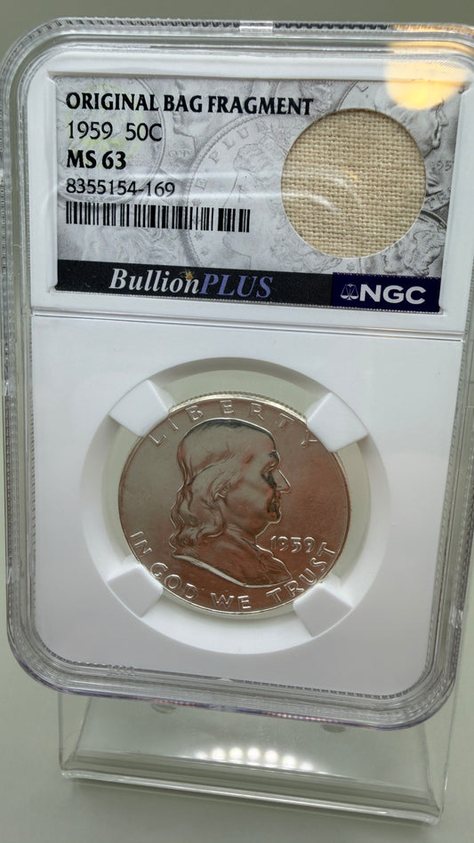 1959 Franklin Half Dollar MS63 Original Bag Fragment