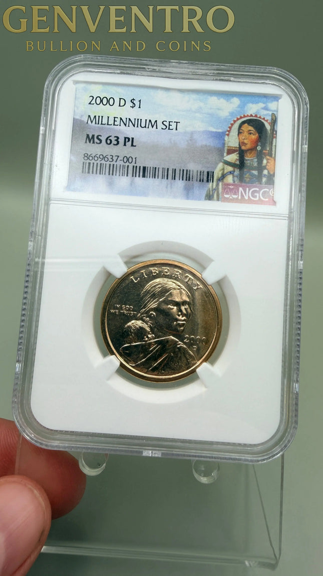 2000-D Millenium Set $1 Sacagawea NGC MS63 PL Genventro