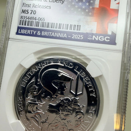 2025 Britannia & Liberty 1 oz Silver Coin NGC First Release MS 70 Genventro