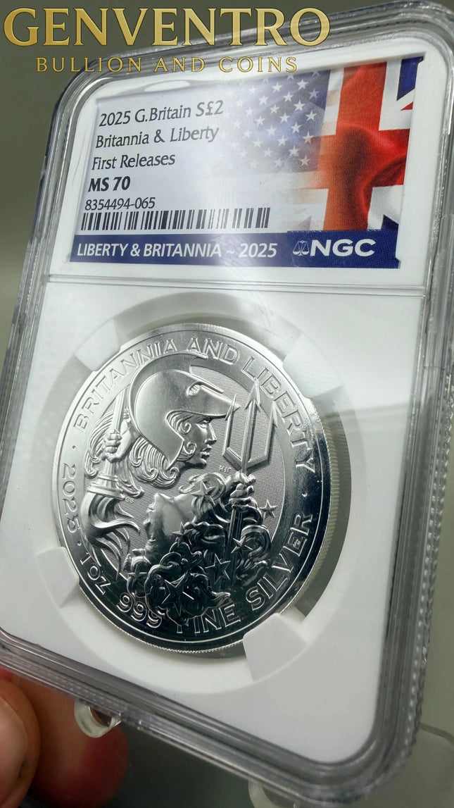 2025 Britannia & Liberty 1 oz Silver Coin NGC First Release MS 70 Genventro