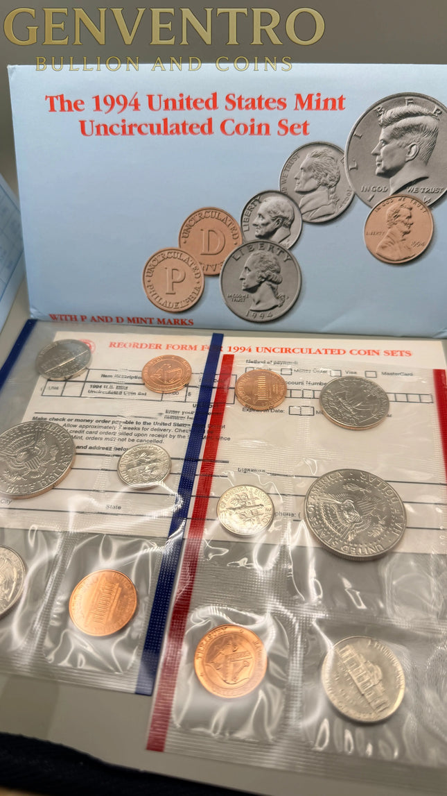 1994  D & P Proof Set U.S. Mint Original Government Packaging Genventro
