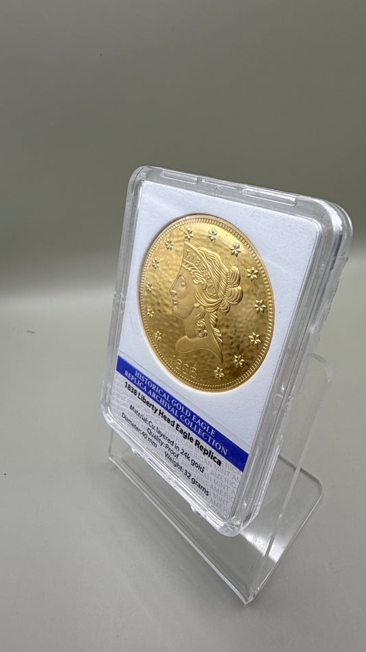 1838 24K Gold Proof Historical Liberty Head Eagle Replica Coin