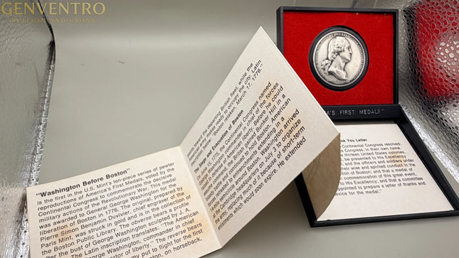 WASHINGTON BEFORE BOSTON Pewter America's First Medals Series In Original Box Genventro