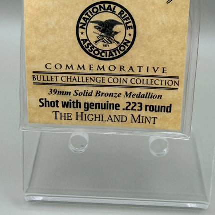 NRA Bullet Challenge 39mm Solid Bronze Medallion Shot with Genuine .223 Round Genventro