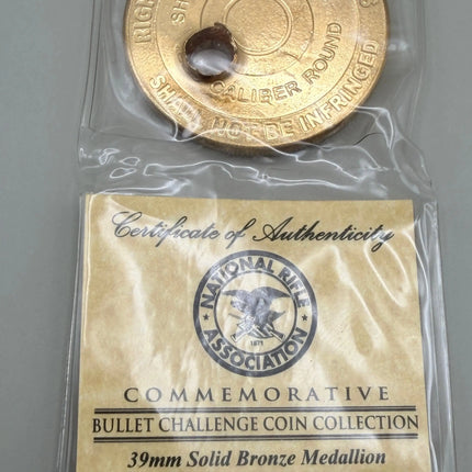 NRA Bullet Challenge 39mm Solid Bronze Medallion Shot with Genuine .223 Round Genventro