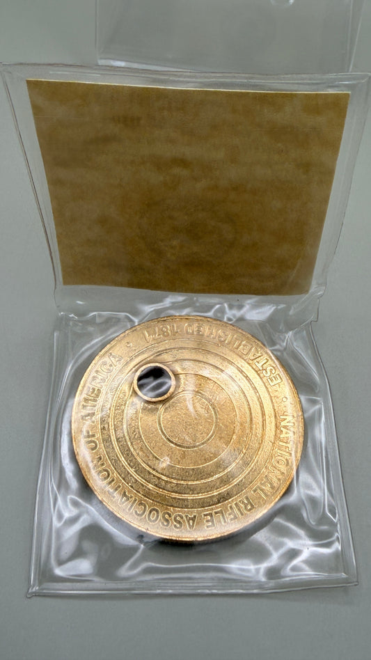 NRA Bullet Challenge 39mm Solid Bronze Medallion Shot with Genuine .223 Round