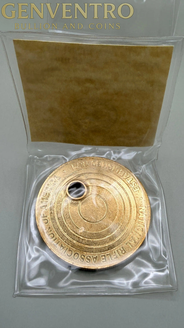 NRA Bullet Challenge 39mm Solid Bronze Medallion Shot with Genuine .223 Round Genventro