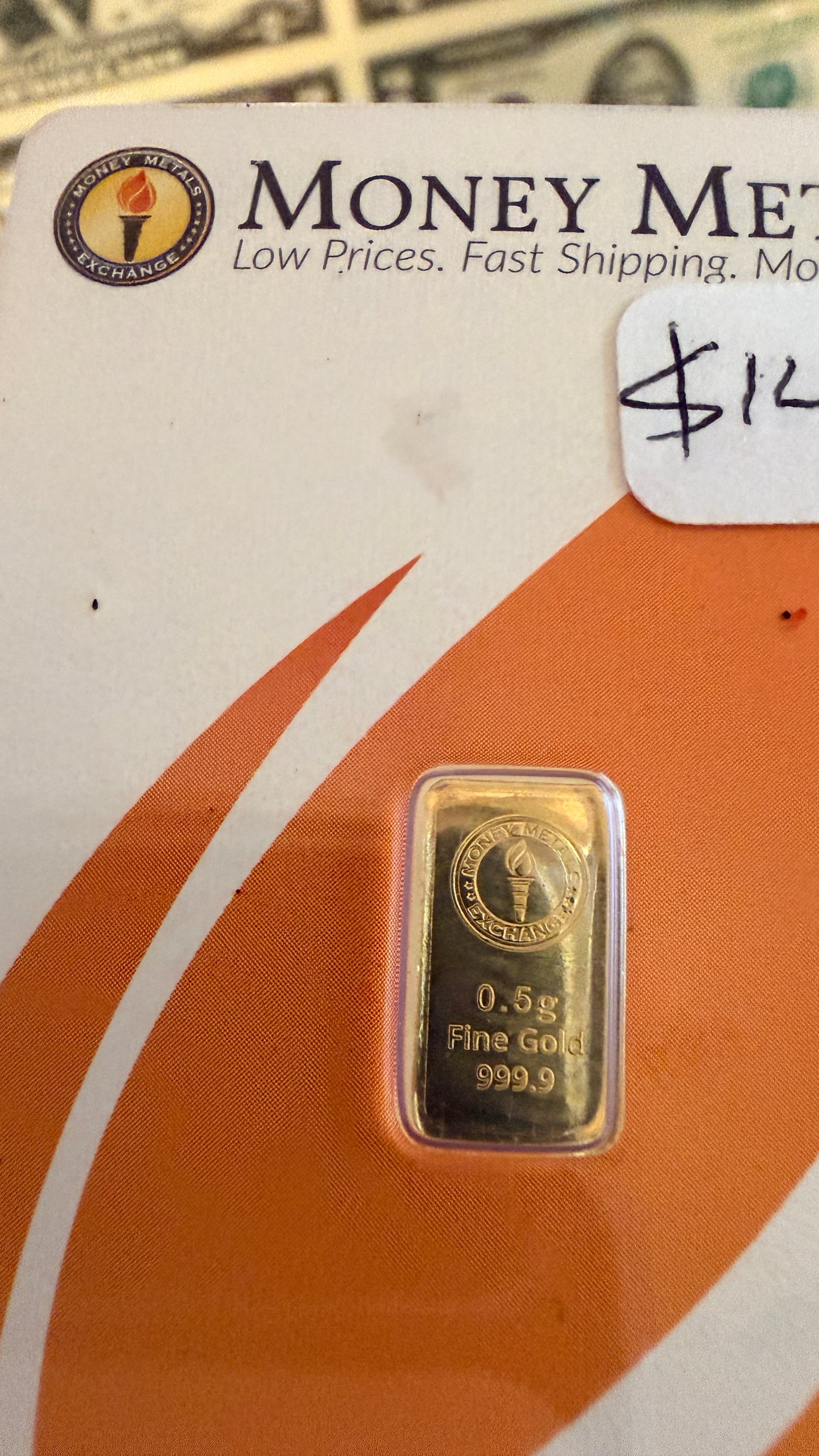 0.5 Gram AU Pure 999.9 Gold Bar Money Metals Mint (in Assay Cert)