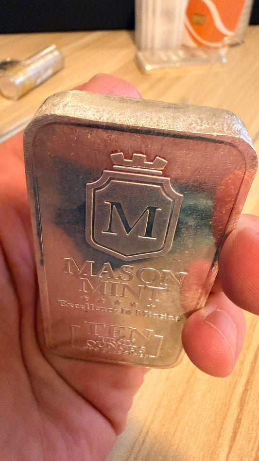 Manson Mint 10 oz Silver Bar .999 Fine Silver