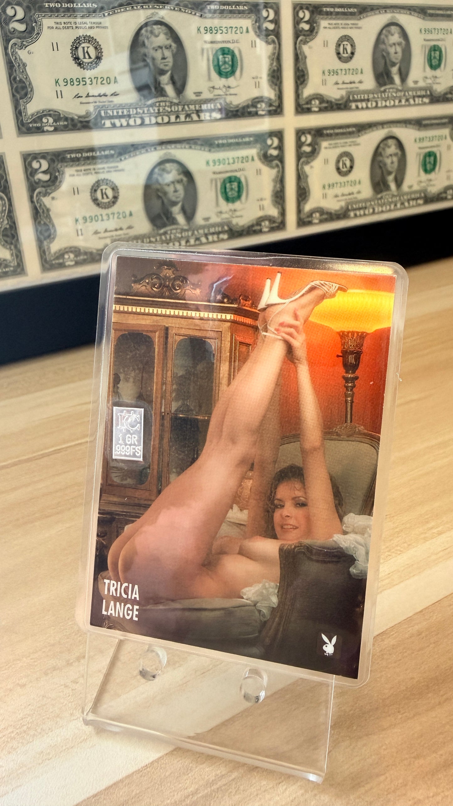Playboy Playmate Tricia Lange in 1 Grain Silver Bar Card