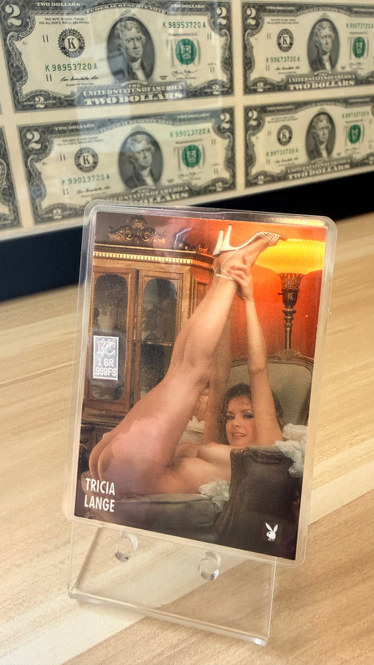 Playboy Playmate Tricia Lange in 1 Grain Silver Bar Card