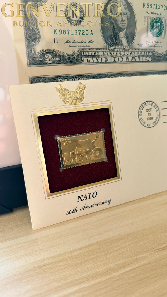 1993 NATO 50th Anniversary Gold Stamp - Sealed Original Letter with Stamp Genventro