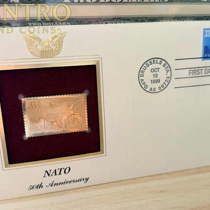 1993 NATO 50th Anniversary Gold Stamp - Sealed Original Letter with Stamp Genventro