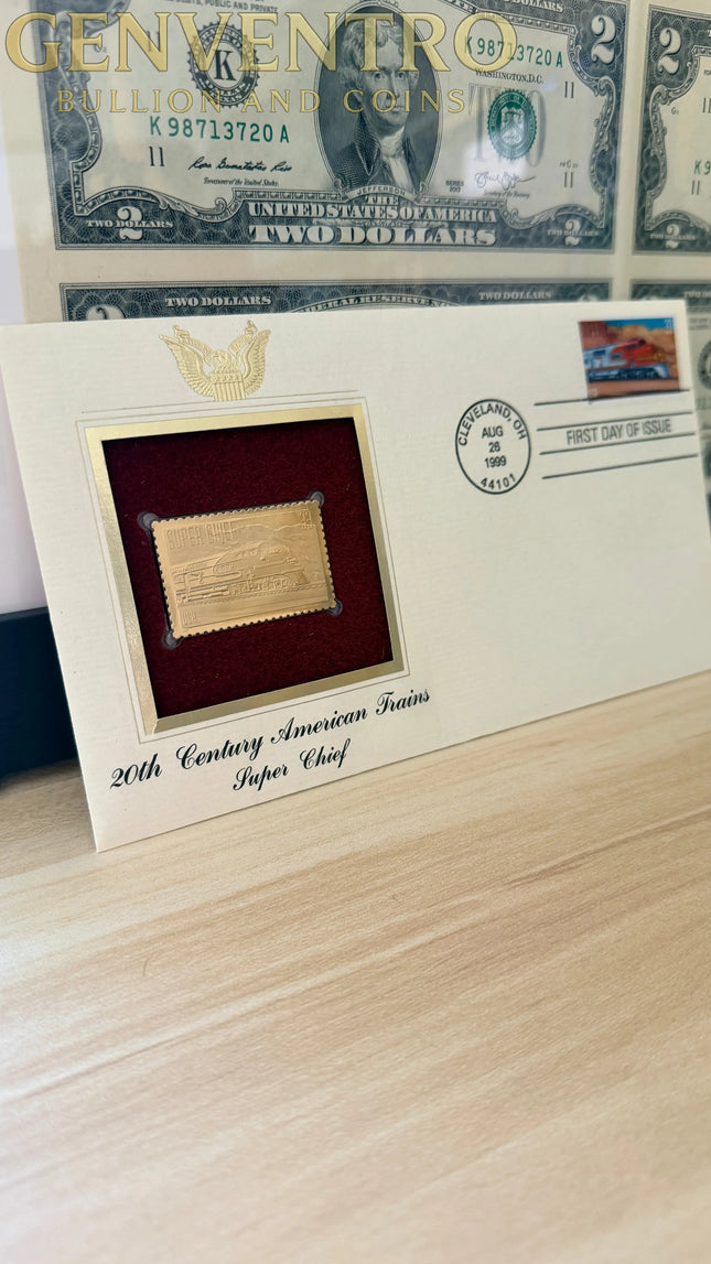 1999 20th Century American Trains Super Chief Gold Stamp - Sealed Original Letter with Stamp Genventro