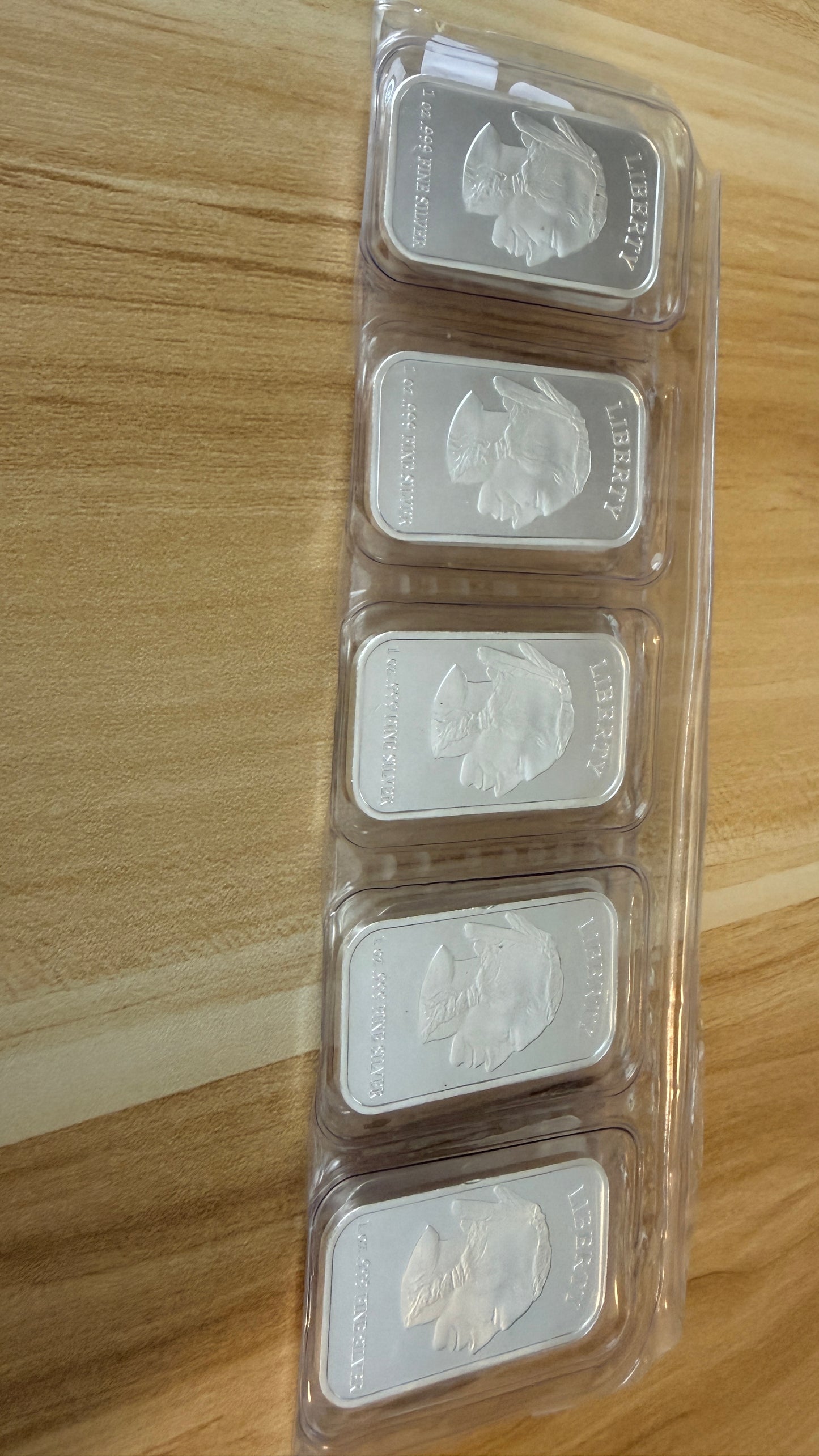 1 Troy oz Buffalo .999 Fine Silver Bar Sealed  (Lot of 5 Bars)