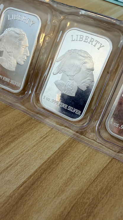 1 Troy oz Buffalo .999 Fine Silver Bar Sealed  (Lot of 5 Bars)
