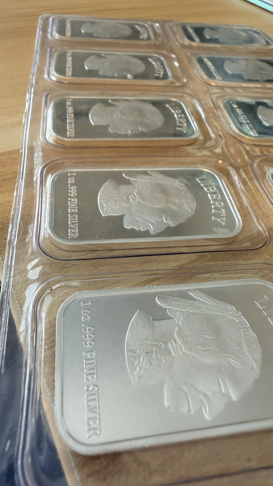 1 Troy oz Buffalo .999 Fine Silver Bar Sealed  (Lot of 5 Bars)
