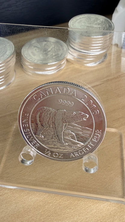 2018 Canadian Polar Bear 1/2 oz Silver Coin 9999 Fine Silver Round BU