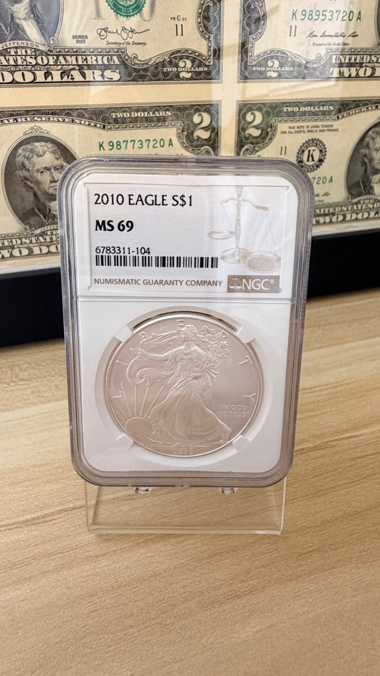 2010 Silver Eagle NGC MS69