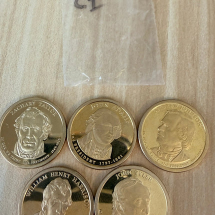 5 x US $1 One Dollar Golden Presidential Coins - Lot of 5 Unique Coins (L1) Genventro
