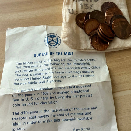 US Mint 15 Cents P-D-S With Original Bag + COA Collectors Set Genventro