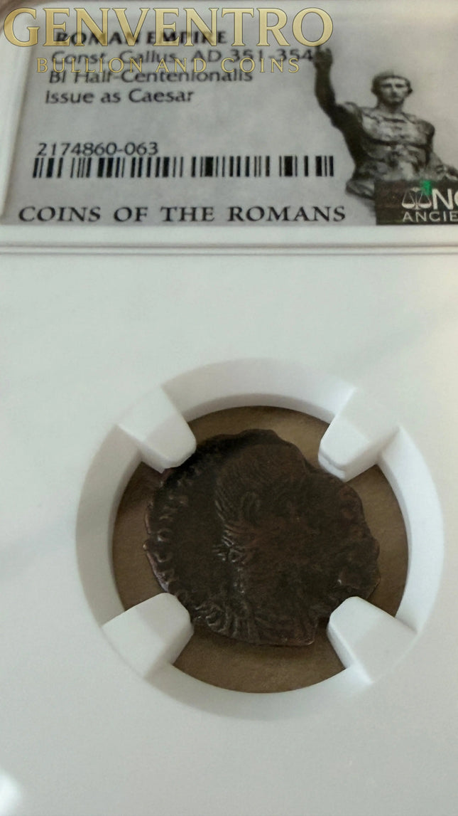 AD 351-354 Roman Empire Const. Gallus BI Half Issue as Cesar Genventro