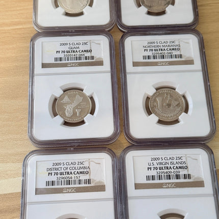 2009-S Complete US Islands & Territories Quarter Proofs 6 x NGC PR70 Ultra Cameo Genventro