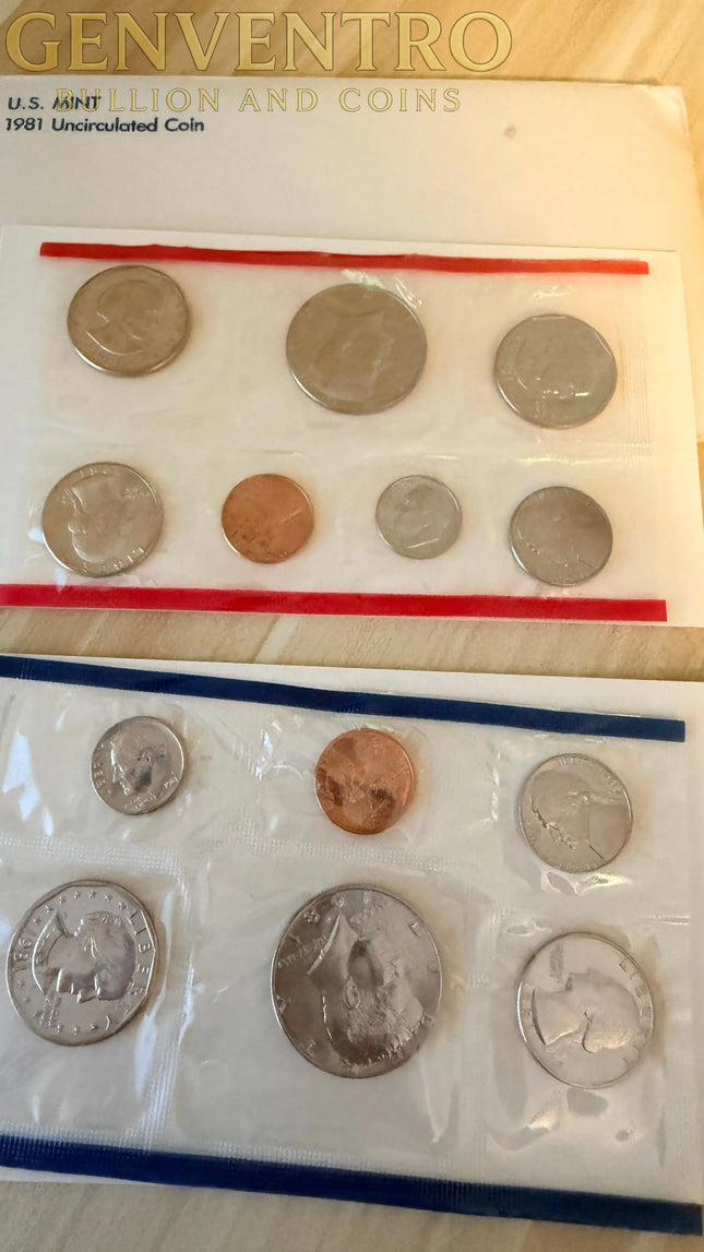 1981 P&D Uncirculated US Coin Set in Original Mint Packaging Genventro
